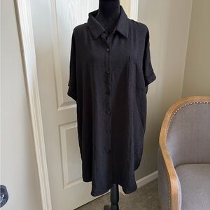 Chic Black Button-Up Swim Coverup